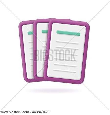 Documents Icon. Stack Of Paper Sheets. Business Icon. Office Papers Documentation Files 3d Vector Il
