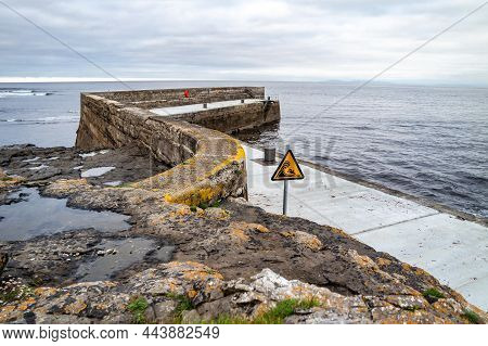 Rossle Castle At Easky Pier In County Sligo - Republic Of Ireland.