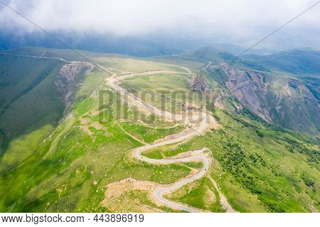 A Wonderful Mountain Road With A Serpentine In The North Caucasus From The Narzan Valley To Dzhily-s