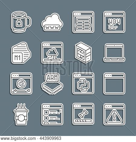 Set Line Browser With Exclamation Mark, Window, Laptop, Mysql Code, Cloud Technology Data Transfer, 