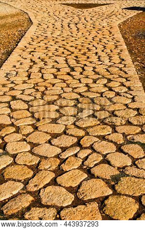 Scenic Ancient Cobble Stone Pathway. Kanlidivane Ancient Antique City In Mersin Province, Turkey. Op