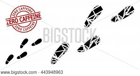 Simple Geometric Human Footprints Trail Mosaic And Zero Caffeine Rubber Stamp Seal. Red Stamp Seal C