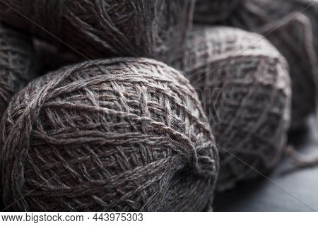 Light Brown Yarn Made Of Natural Sheep Wool.