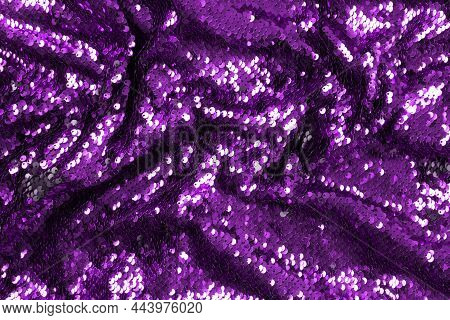 Bright Violet Sequins Background - Abstract Festive Backdrop For Holiday And Party Banner. Glamour S