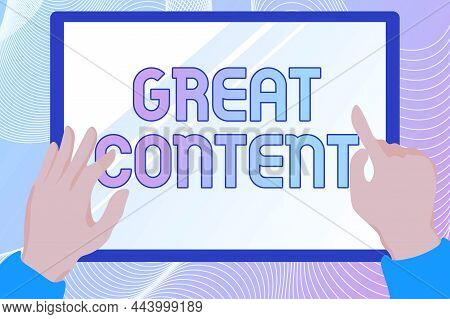 Handwriting Text Great Content. Word Written On Satisfaction Motivational Readable Applicable Origin