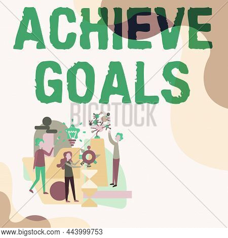 Writing Displaying Text Achieve Goals. Word For Results Oriented Reach Target Effective Planning Suc
