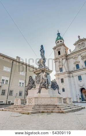 Cathedral Square (domplatz) Located At Salzburg, Austria