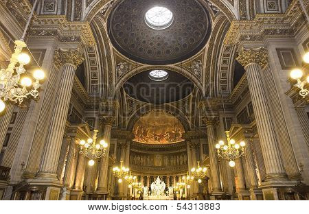 Interiors and details of La Madeleine church, Paris, France