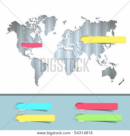 Worlds Map Over White Background. Vector Background