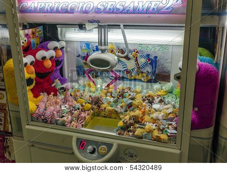 A Claw Crane Game Machine In Dotombori District, Osaka, Japan