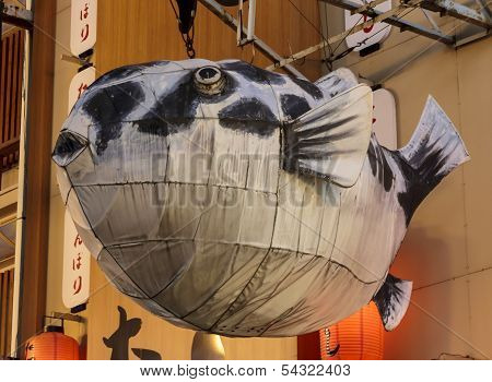 Giant Fish Billboard In Dotombori, Osaka, Japan