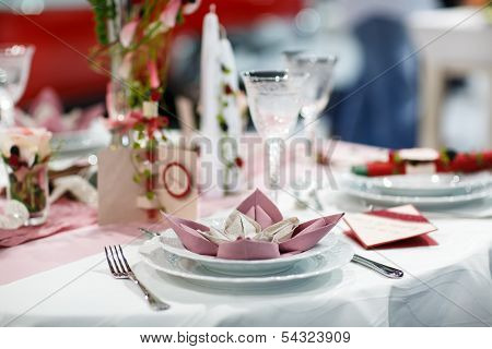 Table Set For Wedding Or Event Party.
