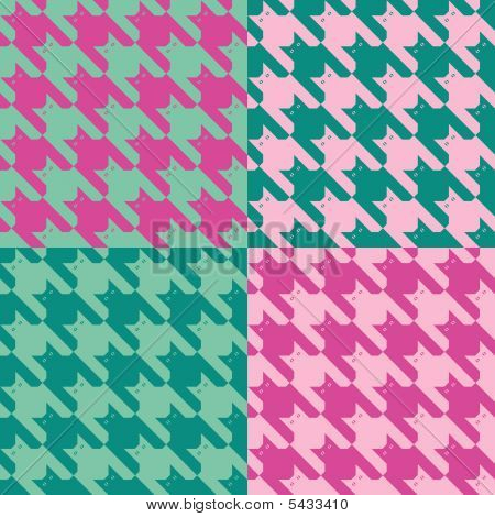 Catstooth patroon van roze en mintgroen