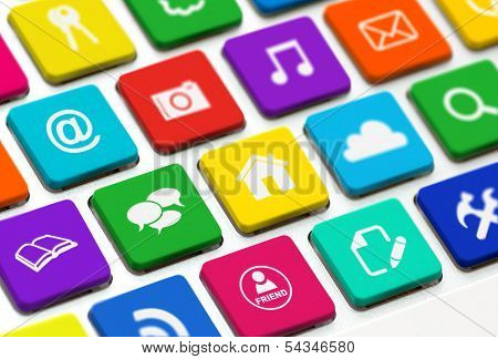 Modern Keyboard With Colored Buttons