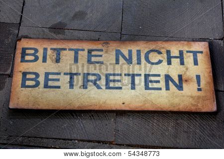 a sign on the floor