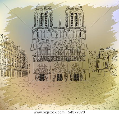 Notre dame cathedral - retro styled picture