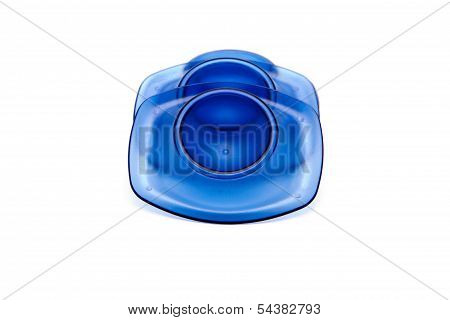 Blue Plastic Egg Cups on white background