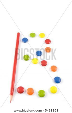 Letter B Made Of Colored Smartie