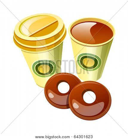 vector icon dougnut and drinks