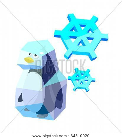 vector icon penguin and ice