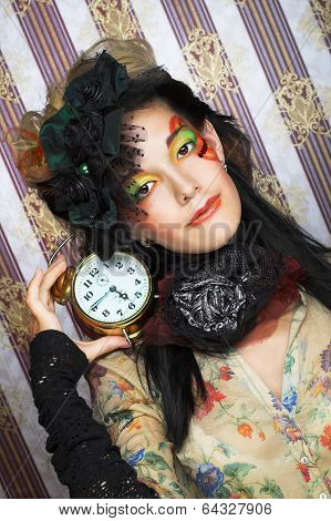 Girl with clock.