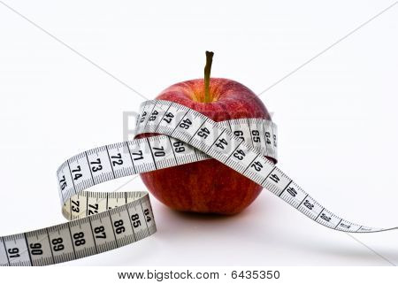 Red apple With Measuring Tape