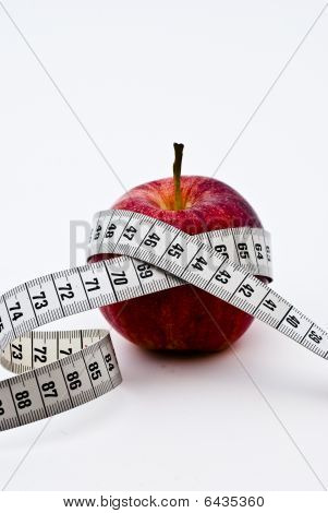 Red apple With Measuring Tape