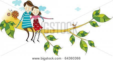 The view of couple on the bough 