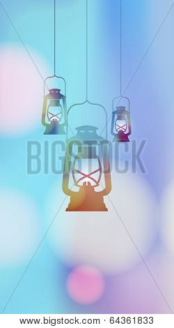 Traditional arabic kerosene lamp - Ramadan Greeting card template