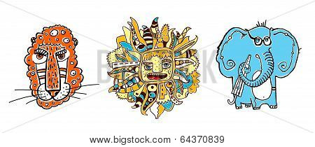 Leo, the yellow sun and blue elephant