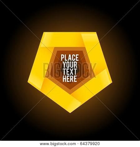 Yellow penthagon shape on dark background