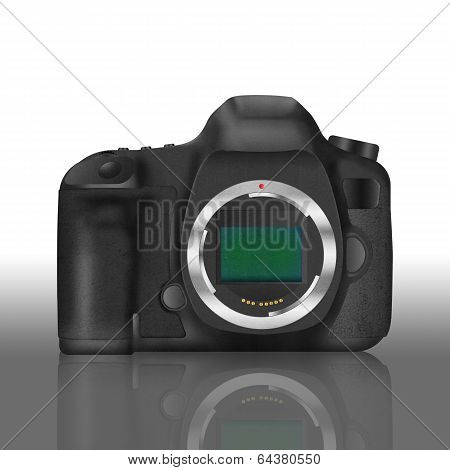 Paper Cut Of Black Slr Digital Camera Isolated Is Body Icon For Professional Photography Technology