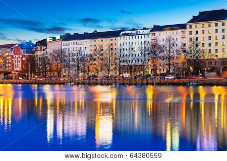 Evening scenery of Helsinki, Finland