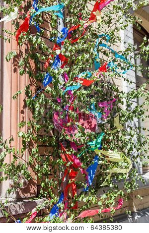 Decorated Maypol Tree On A Windy Day