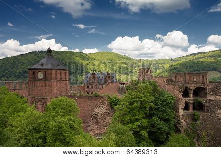 Ruins Of Castle Heidelberg In Spring