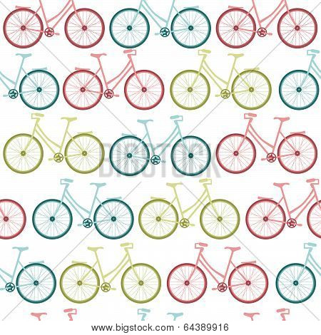 Seamless vector pattern with vintage bicycles