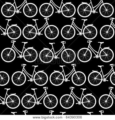 Seamless vector pattern with decorative white bicycles