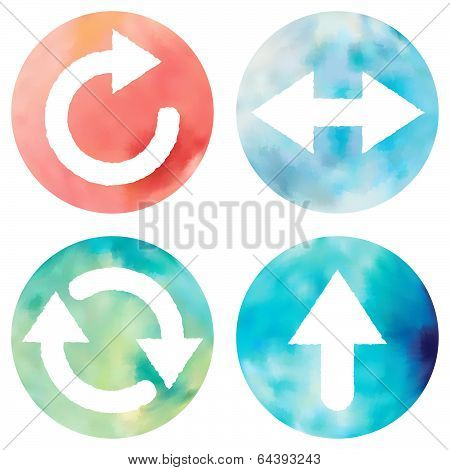 Watercolor Buttons Set.