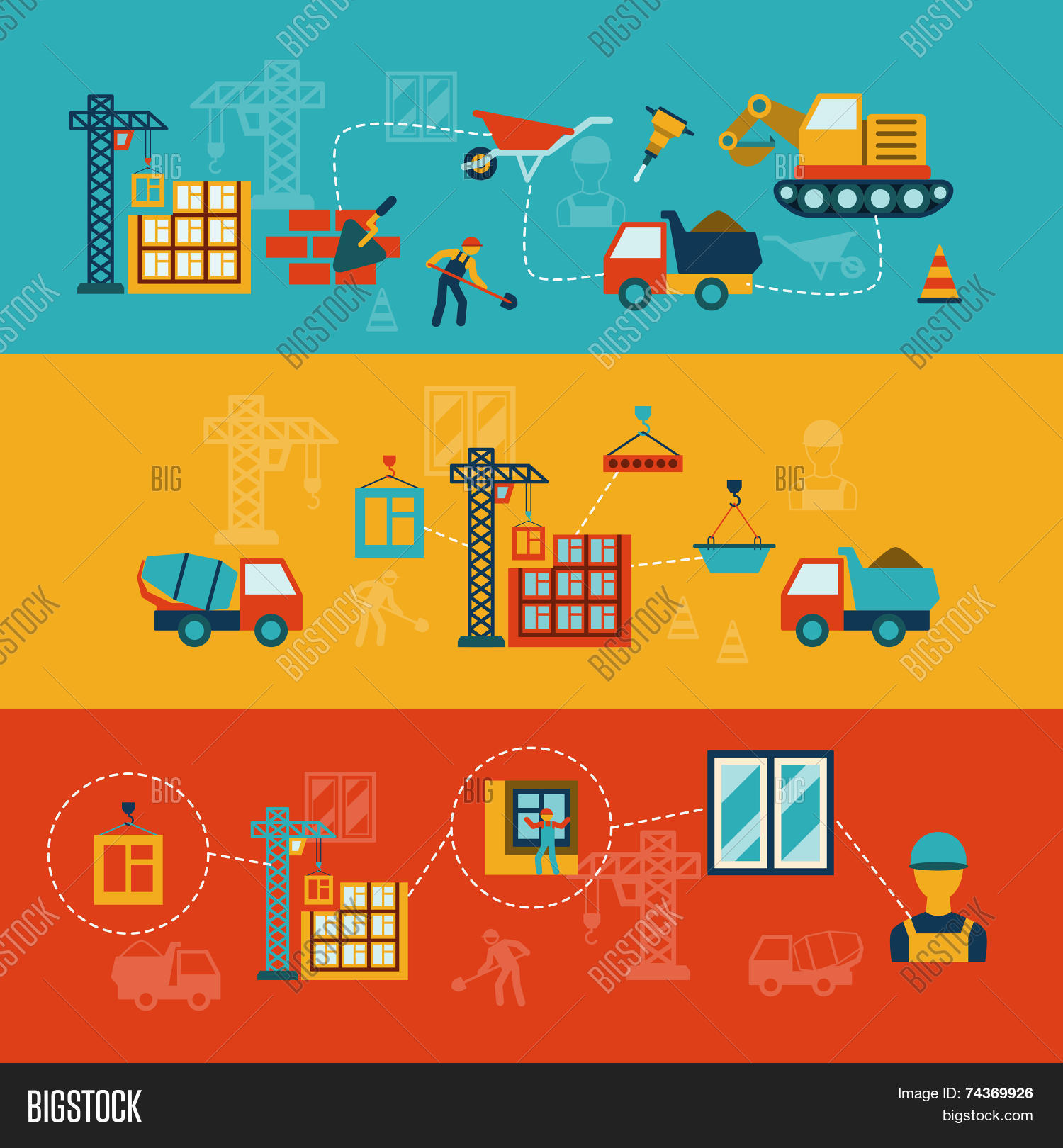 Construction Banners Vector Photo Free Trial Bigstock