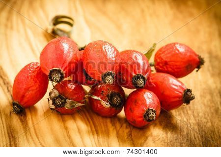 Hawthorn On Wooden Table Background