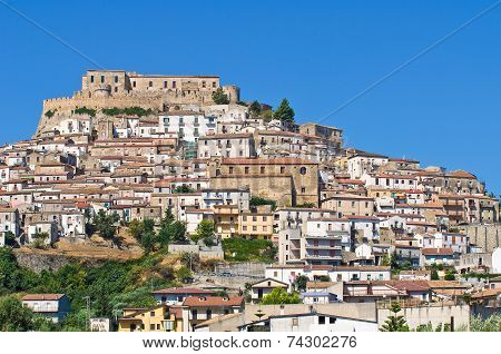 Panoramic view of Rocca Imperiale. Calabria. Italy.