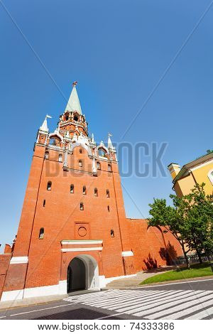 Borovitskaya tower view from below in  Kremlin