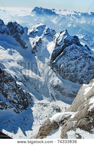 Dolomites Mountains At Winter, Ski Resort In Italy