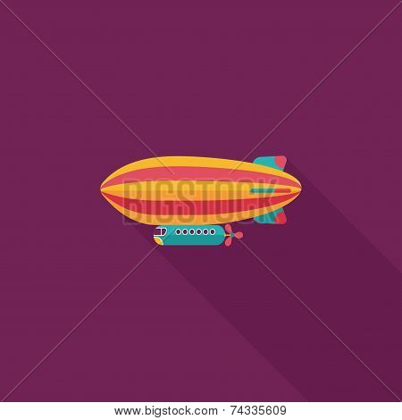 Airship Flat Icon With Long Shadow