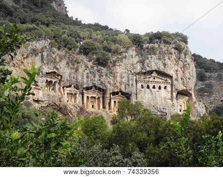 Rock tombs near the ancient city Caunos.