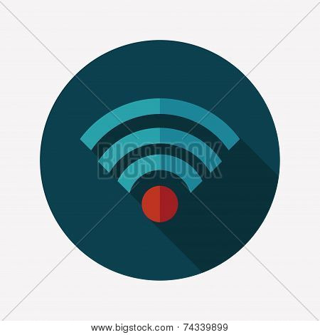 Wireless Wifi Flat Icon With Long Shadow