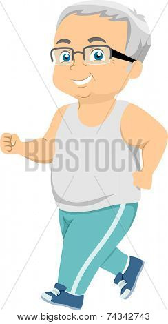 Illustration Featuring an Elderly Man Going for a Jog