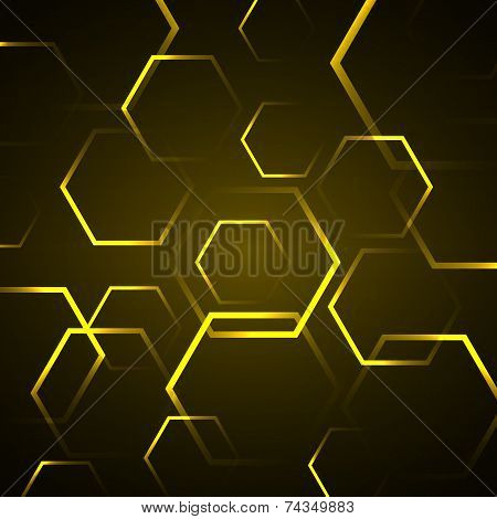 Abstract Background With Yellow Hexagon