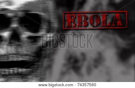 Red Word Ebola On Black And White Background.
