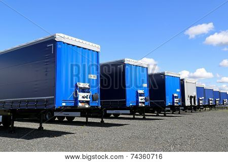 Row Of Trailers On A Yard